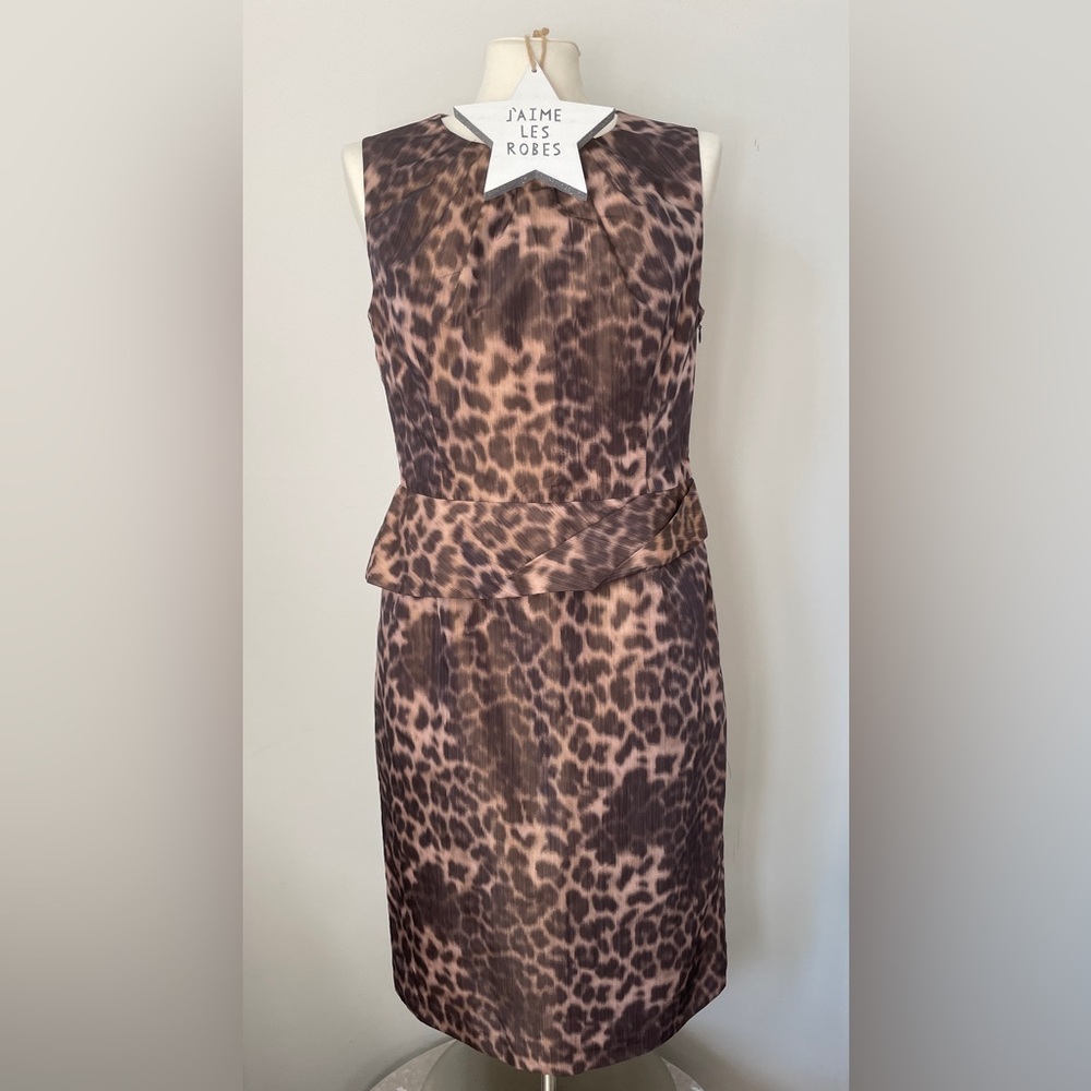 AK Anne Klein Leopard Print Sleeveless Midi Dress